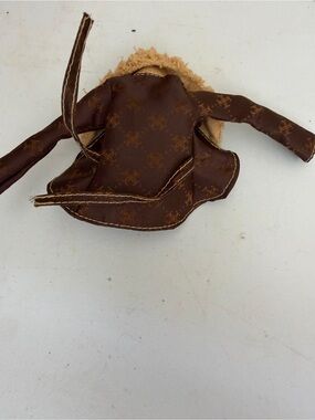 Matell My Scene Barbie Jacket Brown Logo Faux Fur Trim